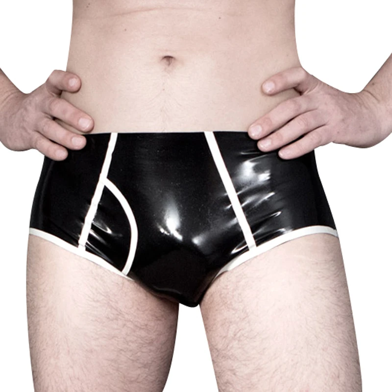Boyshort Underwear - Вечерние латексные трусы с полосками, резиновые